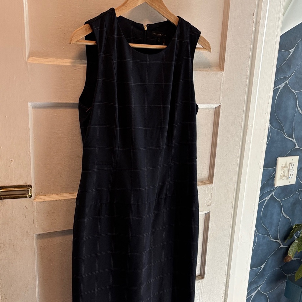Donna Karan Black Grid Pattern Midi Dress